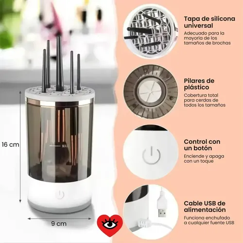 Limpiador Brochas X2 Electrico Recipiente Maquillaje Usb Veoquiero