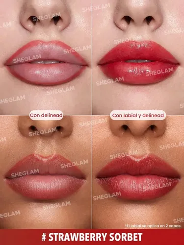 Glam 101 Sheer Lipstick Y Liner Duo Sheglam Color Strawberry Sorbet
