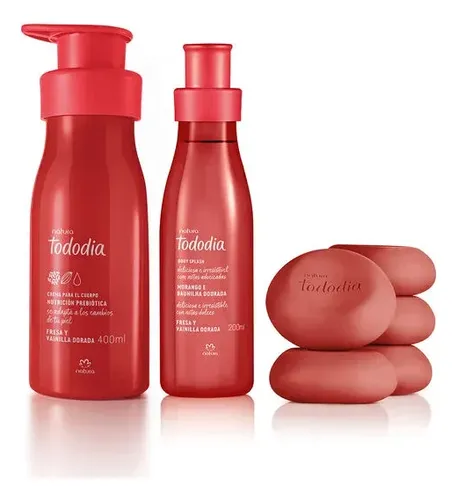 Kit Tododia Frutilla Y Vainilla Dorada Hidra+jabones+body