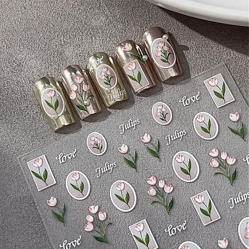 Pegatinas En Relieve De Tulipán Para Uñas