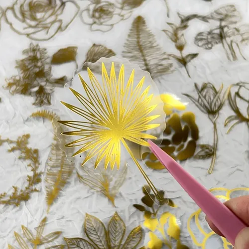 Paquete De 50 Pegatinas De Hojas Y Flores Con Láminas