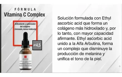 Formula Vitamina C Complex Antioxidante 30ml Lidherma Momento de aplicación Noche Tipo de piel Todo tipo