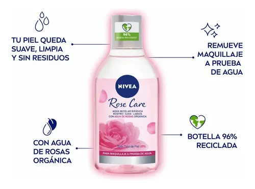 Agua Micelar Bifásica Nivea Rose Care X 400 Ml