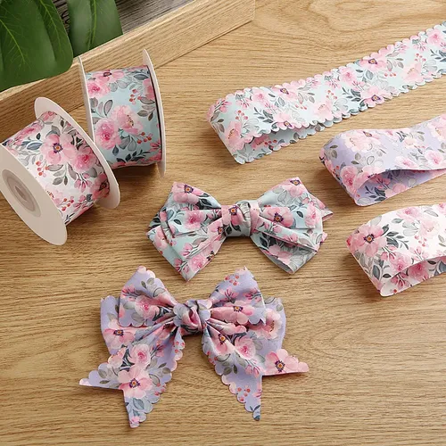 Lazos Para El Pelo Con Flores Con Borde Ondulado De 5 Yardas