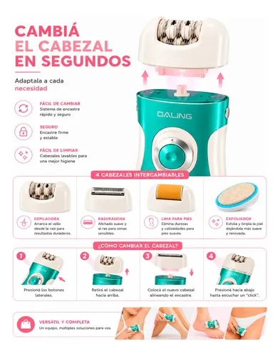 Depiladora Recargable Mujer Zonas Sensibles 4 Funciones
