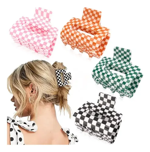 Clips De Garra A Cuadros Ahoney 4 Pack Y2k 5.08 Cm