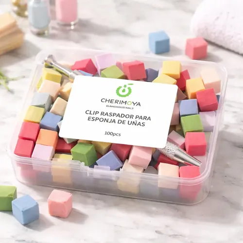 Cherimoya Kit Esponja Y Pinza Para Uñas 100 Unidades