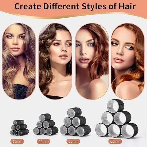 Juego De Rulos De Pelo De 49 Piezas Para Cabello Largo, Medi Negro