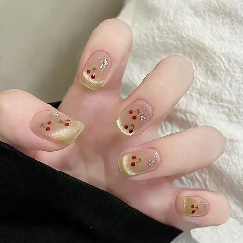 Uñas Prensadas Con Purpurina Nude Con Diamantes De Imitación