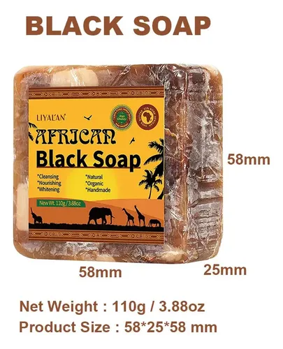 Qd2ah Jabón Negro Africano Jabón De Baño Limpiador Corporal