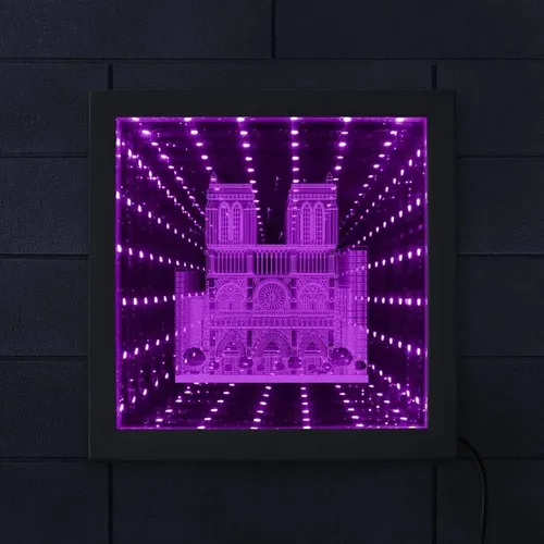 Espejo Led Infinito Rgb Túnel Vórtice Madera Decoración