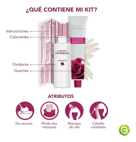 Kit Coloración Permanente Garnier Hidratante Cor Intensa Tono 4.0 Castaño
