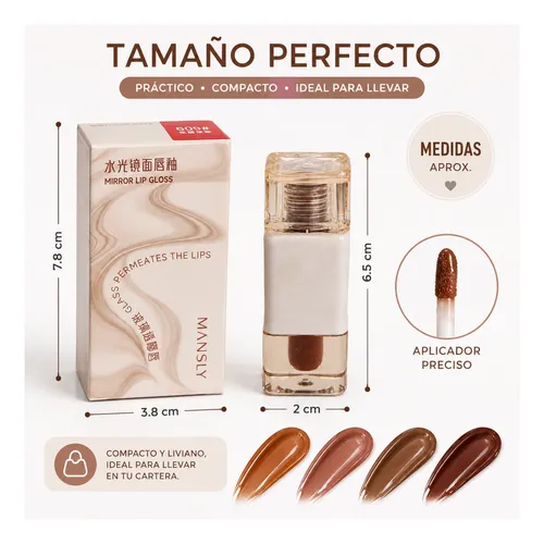 Labial Líquido Tinta Efecto Espejo Mansly Tonos Chocolate