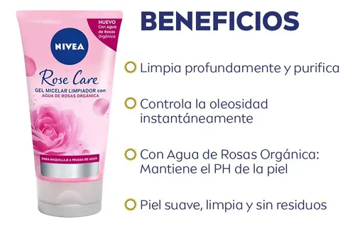 Combo Nivea Rutina Rose Care Mist Facial+gel Limpiador+crema Todo Tipo De Piel Día/noche