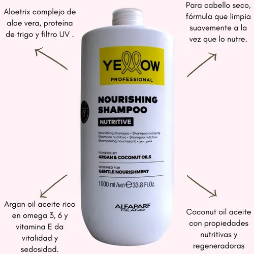Shampoo Yellow Nutritive Argan y Coco para Cabello Seco y Dañado 1 L