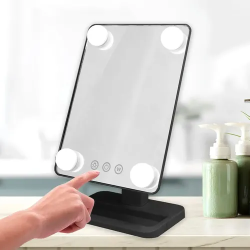 Espejo Rectangular Led 360° Maquillaje Portatil Veoquiero Negro