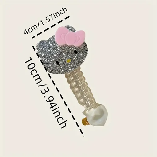 Coletero Espiral Hello Kitty Con Lazo Rosa, Regalo San Valen Kt Brillante Hello Kitty