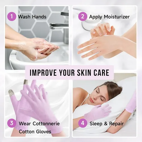 Guantes Algodón Morados Hidratantes Para Manos Secas 2 Pare