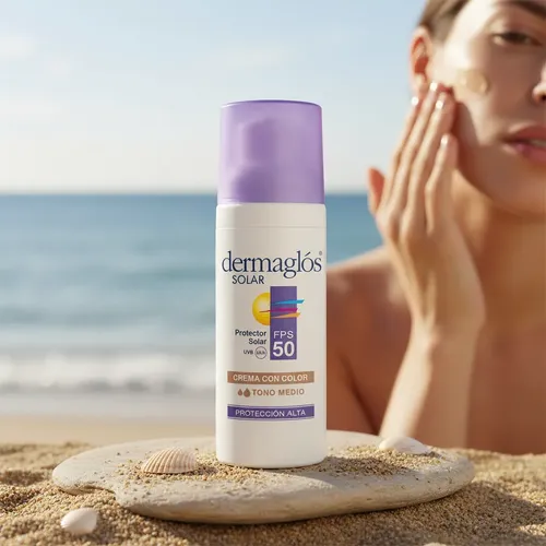 Dermaglos Protector Solar Facial Fps 50 Color Tono Medio 50g