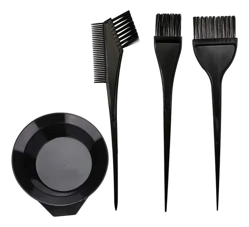 Kit 4 Piezas Brochas Y Tazón Para Tinte De Cabello Negro .