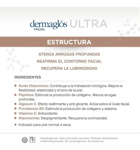 Crema Dermaglós Hidratante Día Fps30 Ultra Estructura 50g Todo Tipo De Piel Día