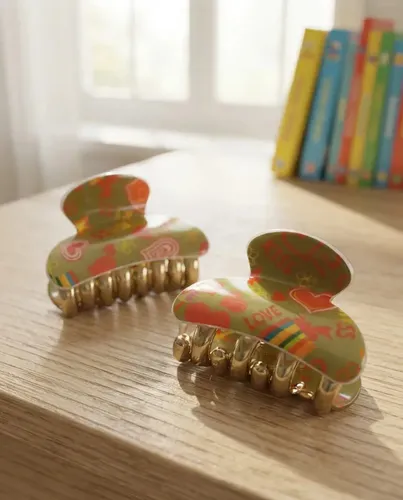 Broches De Pelo Para Nenas. Clips Para Niñas Ganchos Nenas Color Verde