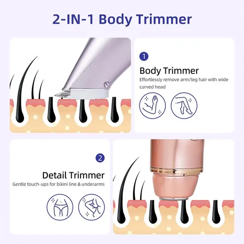 Depiladora Para Mujer Electrica Doble Cabeza 2 En1 Rosa