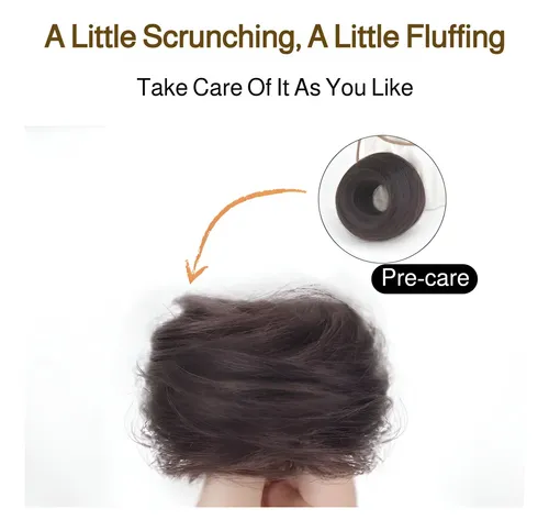 Rulo De Cabello Liso Para Peluca Femenina Chongo Castaño Osc