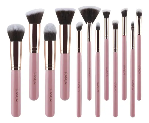 12pzs Juego De Brochas De Maquillaje Serie Oro Rosa