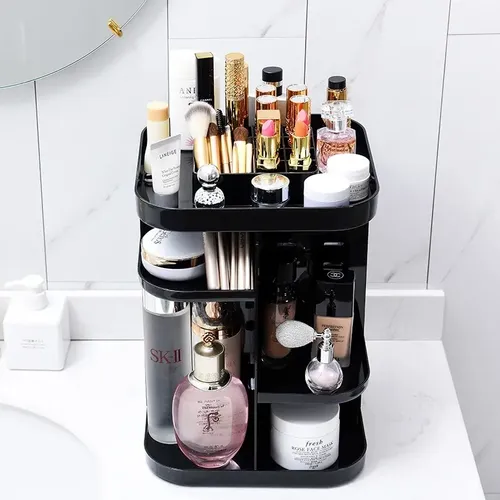 Organizador Maquillaje Cuadrado Pinceles Cremas Giratorio.