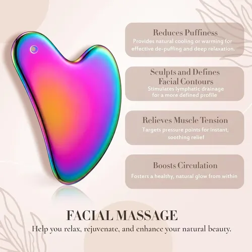 Gua Sha Facial Metal Arcoíris Para Drenaje Linfático