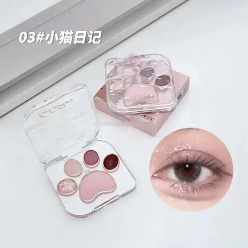 Paleta De Sombras Patita De Gato 5 Colores Glitter Brillante