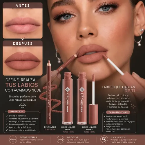 Kit Maquillaje Nude Mujer 12 Cosméticos Ideal Look Natural