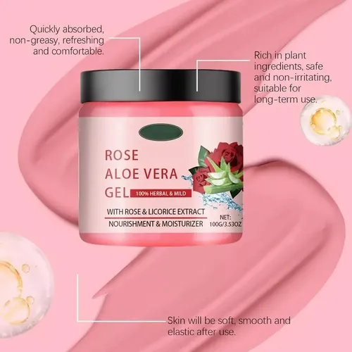 Gel De Aloe Vera Y Rosas Para Rostro, Hidratación Profunda