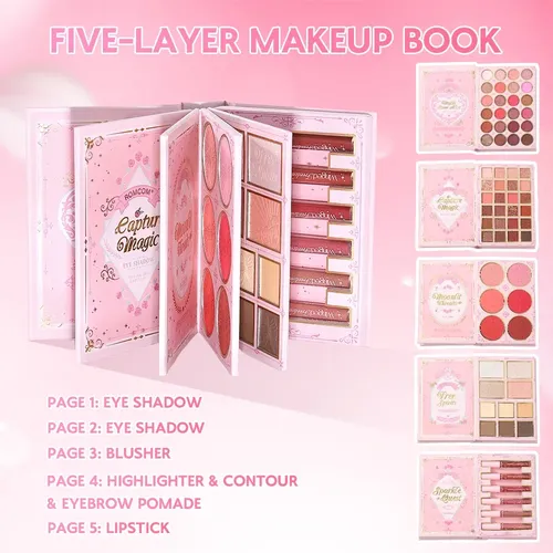 Qkkkit Maquillaje Profesional Libro Mágico Sombras Labial Ru
