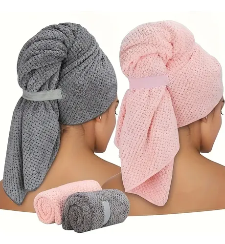 Gorro Toalla Turbante Pelo Largo Extra Grande X2
