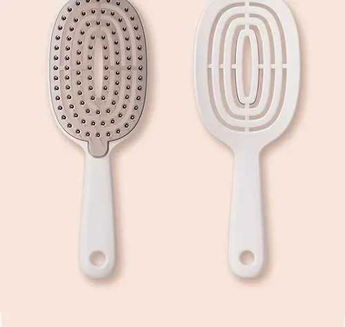 Cepillo Desenredante Autolimpiante Para Cabello Ivory White