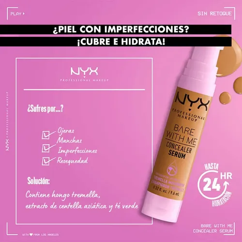 Corrector de ojeras Nyx Professional Makeup Bare With Me Serum tono Medium Vainilla