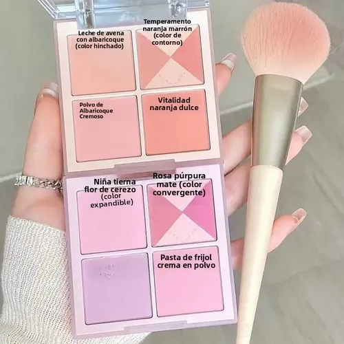 Paleta De Rubor 4 Tonos Naturales Y Saludables Para Rostro