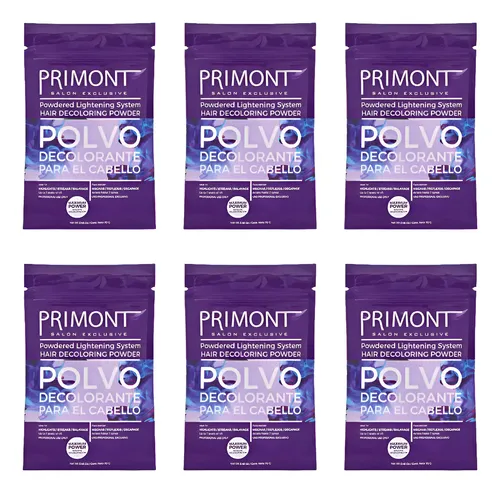 Primont Polvo Decolorante Aclara Hasta 7 Tonos 70g X6