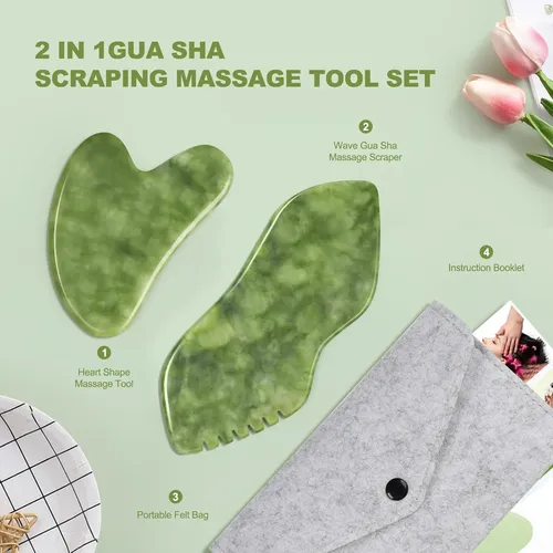 Juego De Gua Sha Airogym 2 Piezas De Jade Natural Para