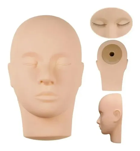 Cabeza Cara Maniquí Práctica Maquillaje Pestañas Silicona