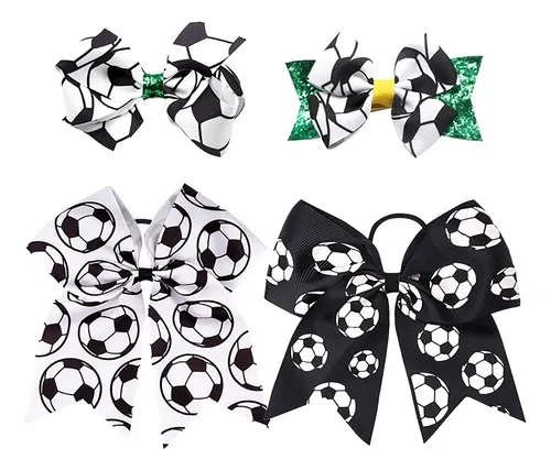2 Cintas Para El Pelo Con Lazo De Fútbol Para Niñas