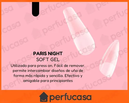 Uñas Soft Gel Tips Press On Paris Night X500 Manicura Uv Led