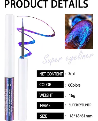 Liner Líquido Multichrome Chameleon 6 Colores Con Purpurina