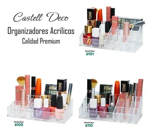 Organizador Maquillaje Acrílico Cajones 27x24cm Calidad Premium Cosmético Joyería Esmaltes Elegante Moderno Fácil Limpiar Porta Cosméticos
