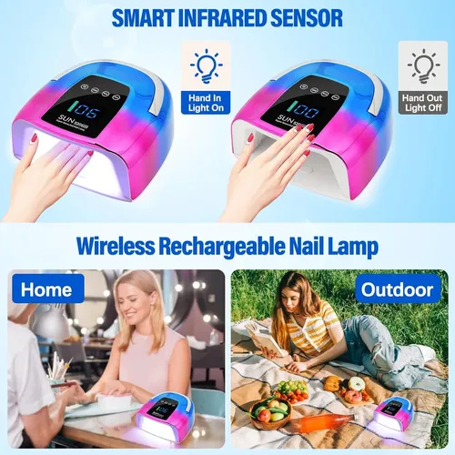 Lámpara Uñas Uv Led Nailshow 128w Recargable Púrpura