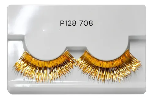 Pestañas Postizas Jessamy Fantasía Color Dorado Reutilizables Con Pegamento
