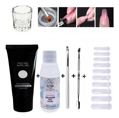 Kit Para Polygel Pincel Solucion Capsula Dual Dappen