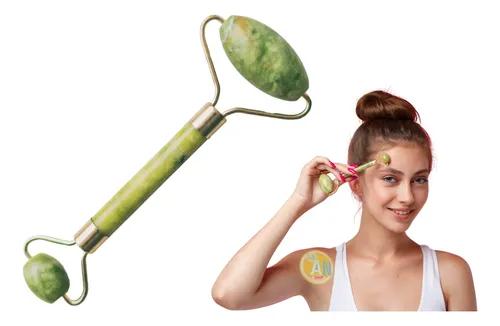 Rodillo Masajeador Facial Piedra Jade Natural Antiarrugas